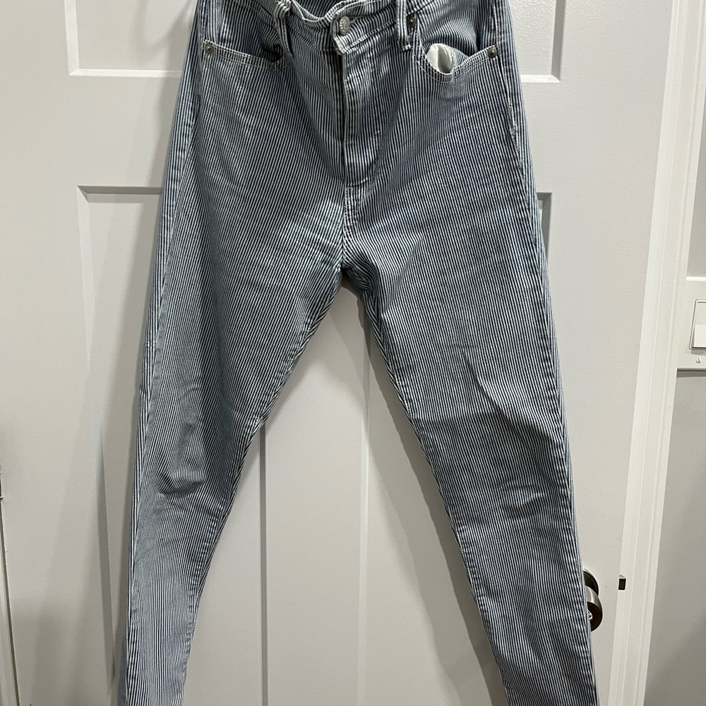 Levi's Women's Pinstriped Skinny Jeans - Blue and White
